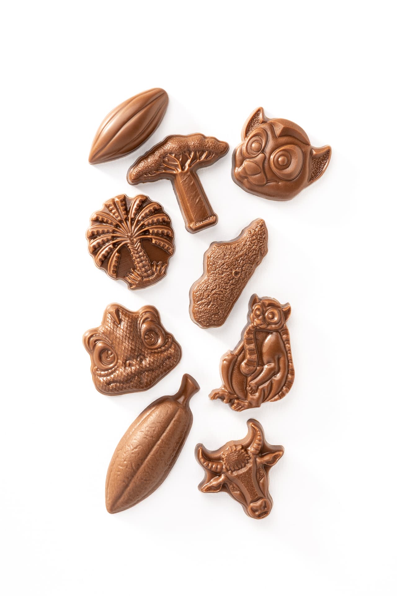 Sculptures en chocolat au lait dans l'atelier de Grégoire Engrand